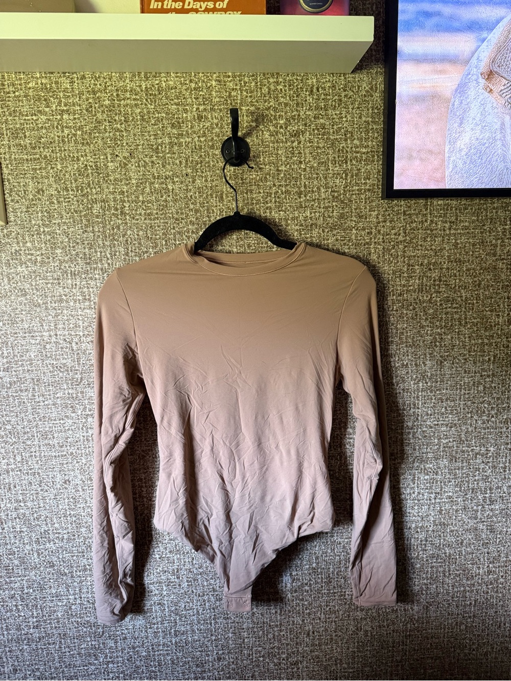 SKIMS Long-Sleeve Crew Neck Bodysuit in Taupe